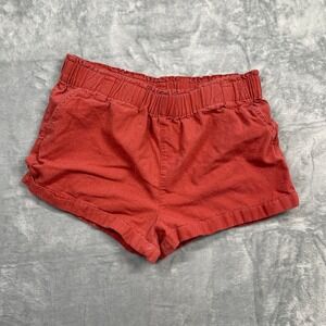 Iris Linen Blend Shorts Womens Coral Orange Elastic Waist Cuffed Size XL